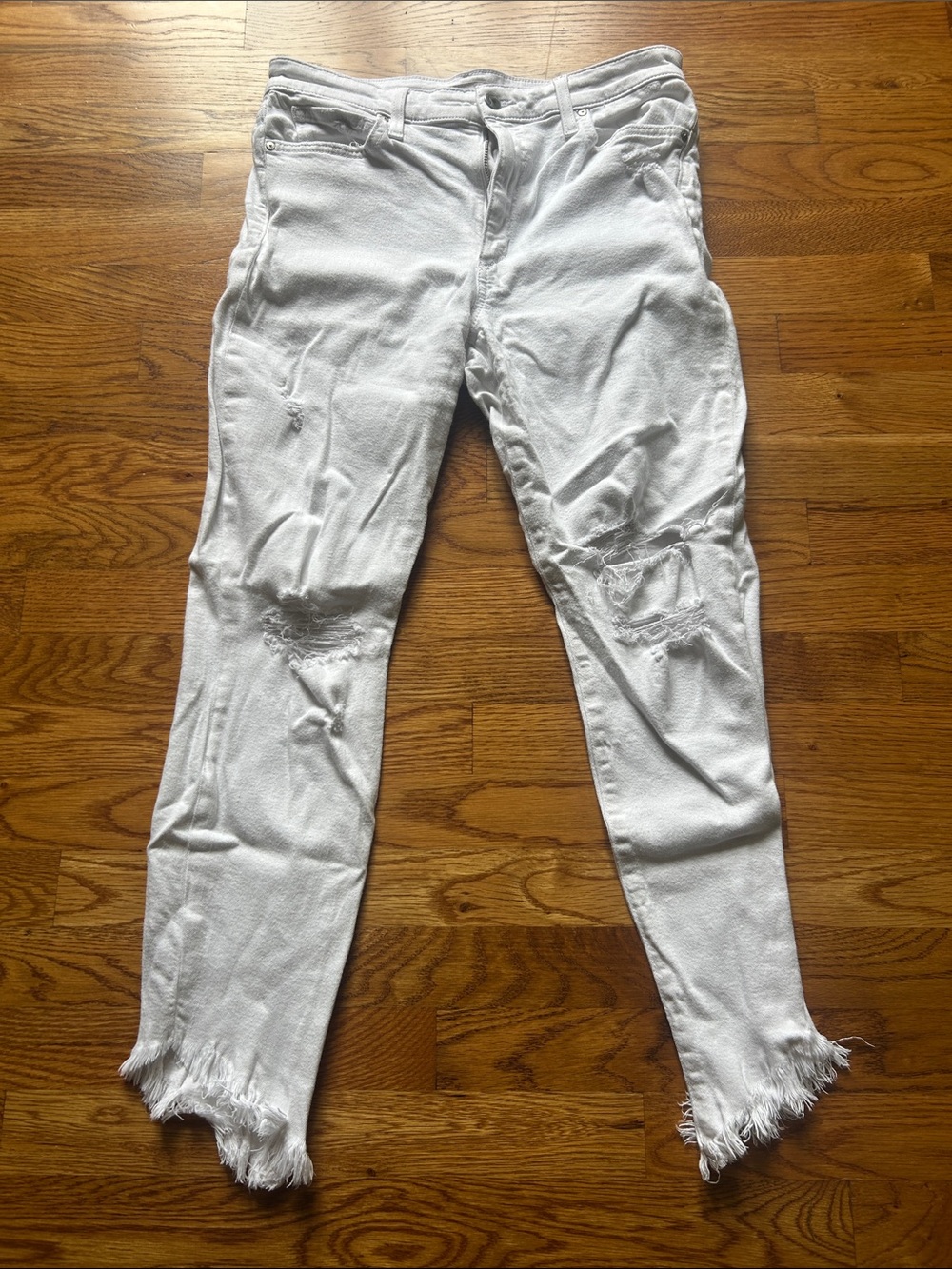 Joe's Jeans White Distressed Skinny Jeans with Frayed Hem